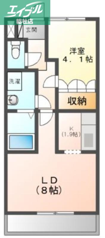 マーヴェラスパレス3(1LDK/2階)の間取り写真