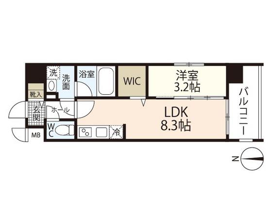 レジデンスカープ南中央町(1LDK/6階)の間取り写真