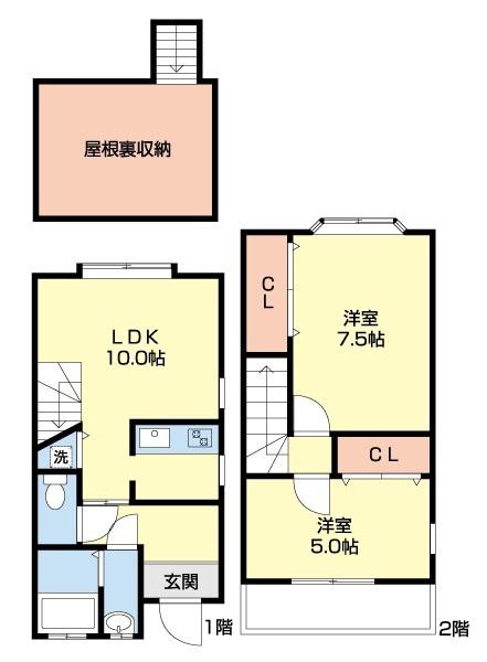 フラワーベル田中(2LDK/1階)の間取り写真