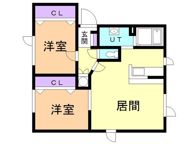 グリーンリバー富岸(2LDK/1階)の間取り写真