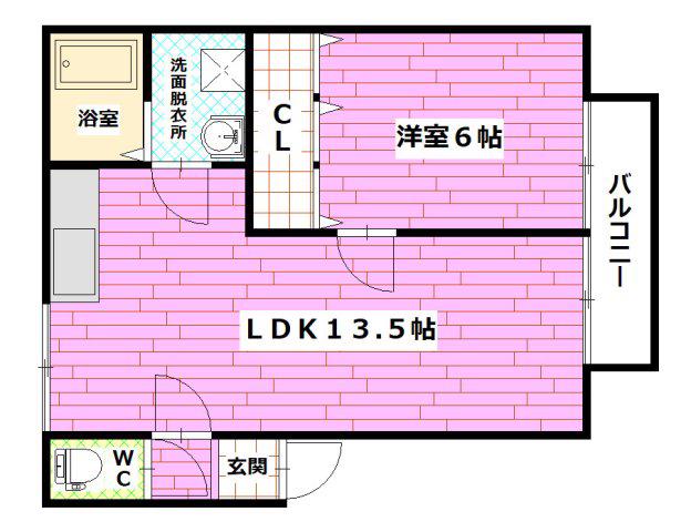 ファミールやまとC(1LDK/2階)の間取り写真