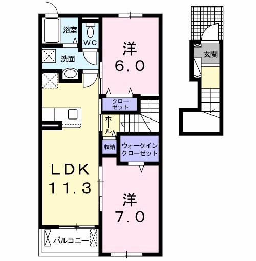 エスポワ一ルホウフIII(2LDK/2階)の間取り写真