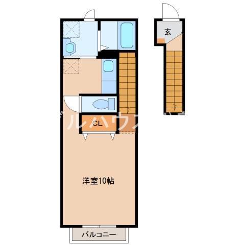ルミエール鳥栖(1K/2階)の間取り写真