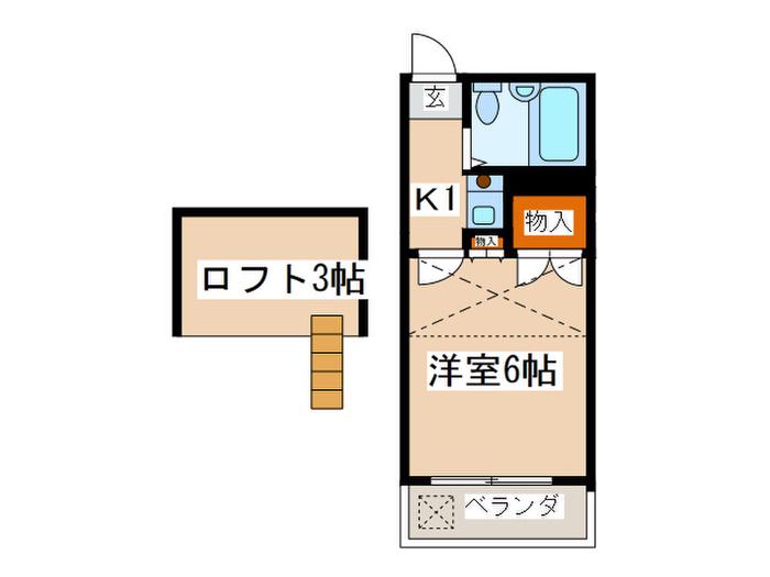 アム-ルさがみ野(1K/2階)の間取り写真