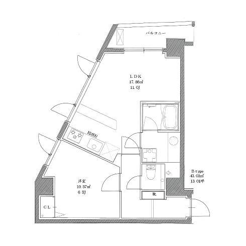 APARTMENT S(1LDK/4階)の間取り写真