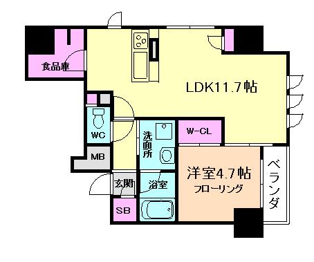 ジ・アドレス梅田(1LDK/10階)の間取り写真