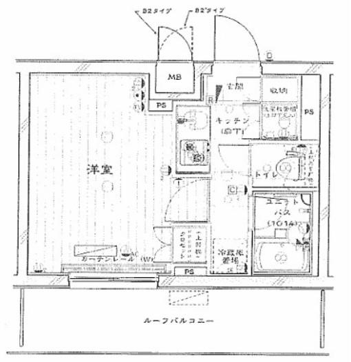 ルーブル練馬沼袋(1K/4階)の間取り写真