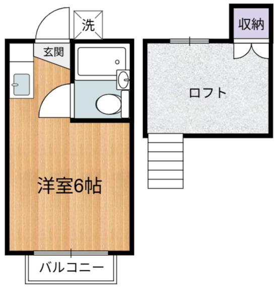 美しの森ハウス(ワンルーム/2階)の間取り写真