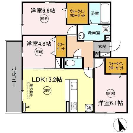 ラシュレ雅II(3LDK/3階)の間取り写真
