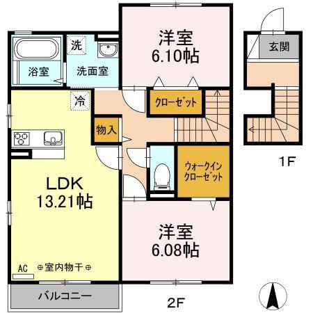 リベルテA(2LDK/2階)の間取り写真