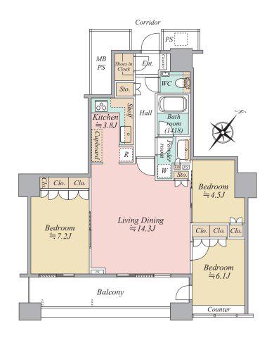 THE TOKYO TOWERS MIDTOWER(3LDK/50階)の間取り写真