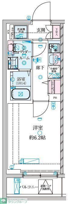 GENOVIA南鳩ヶ谷(1K/6階)の間取り写真