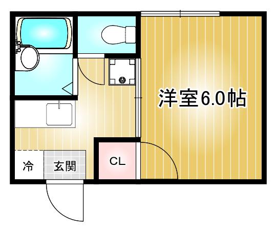ブルーメゾン白壁(1K/1階)の間取り写真