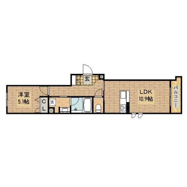 ローズガーデン鳳(1LDK/2階)の間取り写真