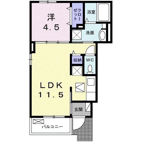 プロムナード箕形(1LDK/1階)の間取り写真