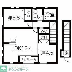 バーチュー・ドゥエリング(2LDK/2階)の間取り写真