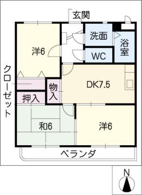 ア・ドリーム村山(3DK/2階)の間取り写真