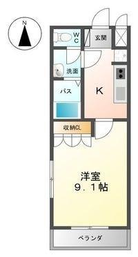 グランドゥール(1K/2階)の間取り写真