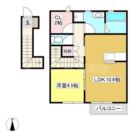 FRERES(1LDK/2階)の間取り写真