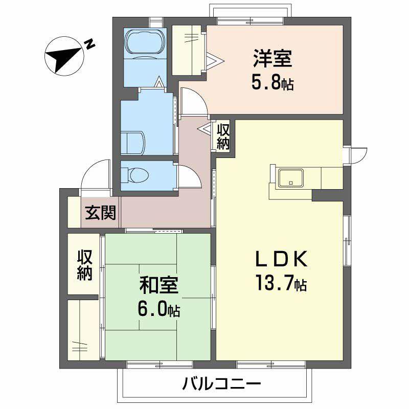 シャーメゾン近藤(2LDK/2階)の間取り写真