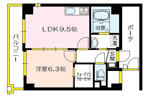 パルグレイス鴫野(1LDK/5階)の間取り写真