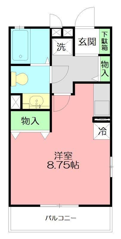 クレスト(ワンルーム/1階)の間取り写真