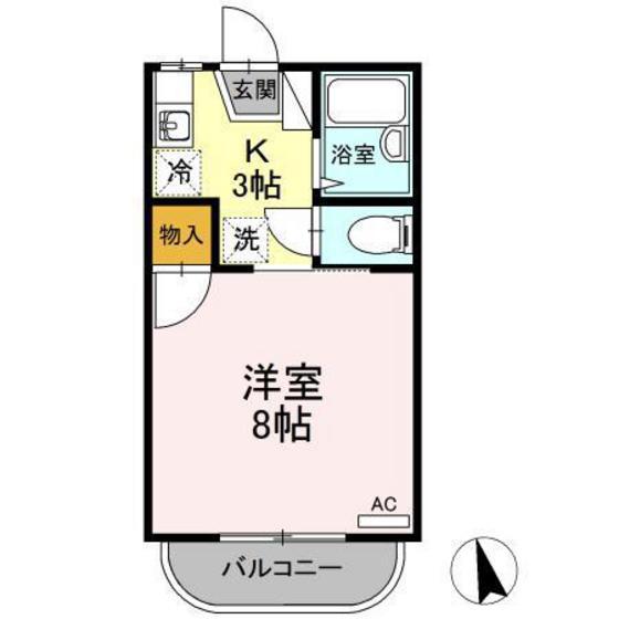 ヤングユーカリA(1K/2階)の間取り写真
