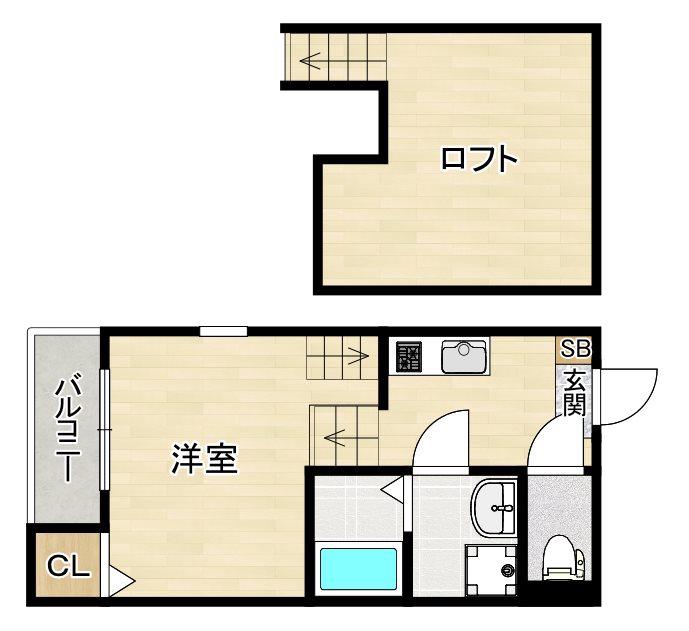 VOYAGE姪浜(1K/2階)の間取り写真