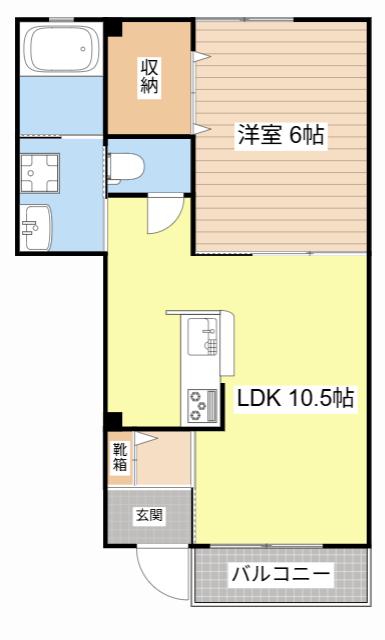プリミエールかがやきの丘(1LDK/1階)の間取り写真