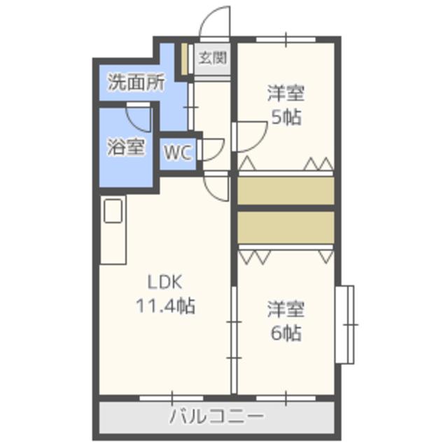 ヴィラクオーレII(2LDK/2階)の間取り写真