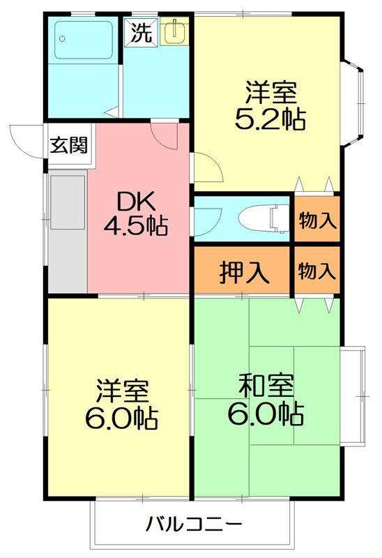 サンハイツII(3DK/2階)の間取り写真