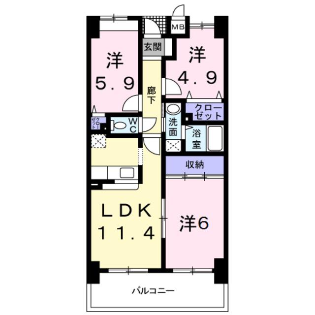 セントレジデンス(2LDK/2階)の間取り写真