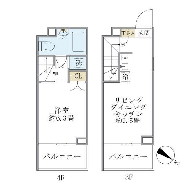 アプリーレ赤坂(1LDK/3階)の間取り写真