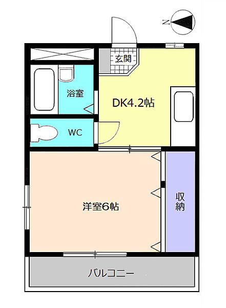 SAハイム(1DK/2階)の間取り写真