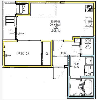 GRANDTIC九品寺(1LDK/2階)の間取り写真