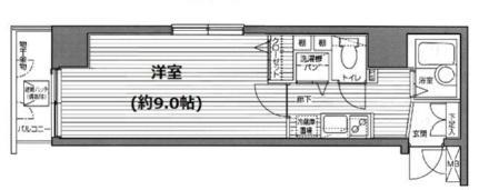 ガラステージ市ヶ谷壱番館(1K/2階)の間取り写真