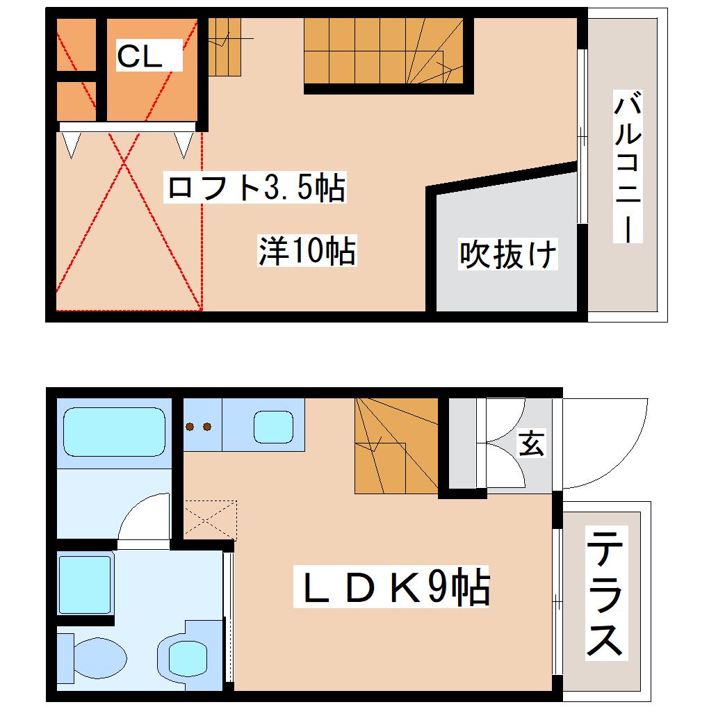 ナヴィール萩・5号館(1LDK/1階)の間取り写真