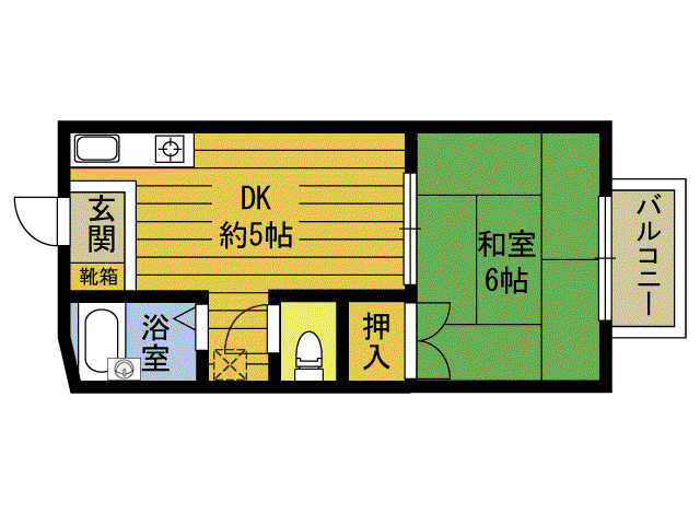 プレジール花の木A(1DK/1階)の間取り写真