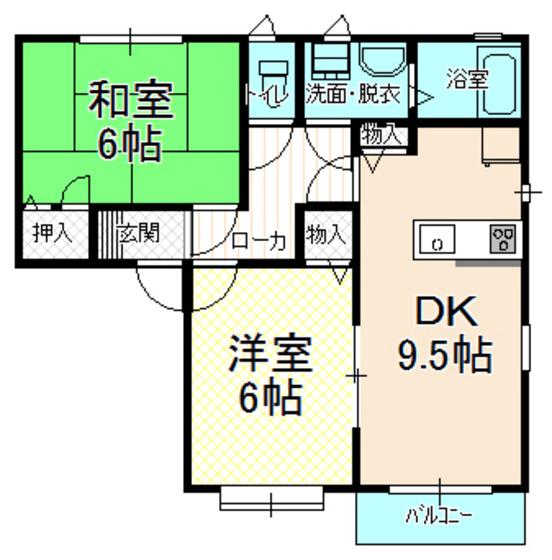 セザールフジイII(2DK/2階)の間取り写真