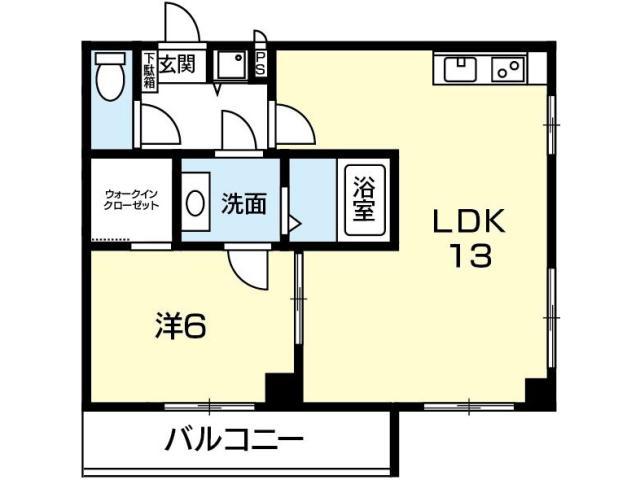 CUBE-G中通町(1LDK/6階)の間取り写真