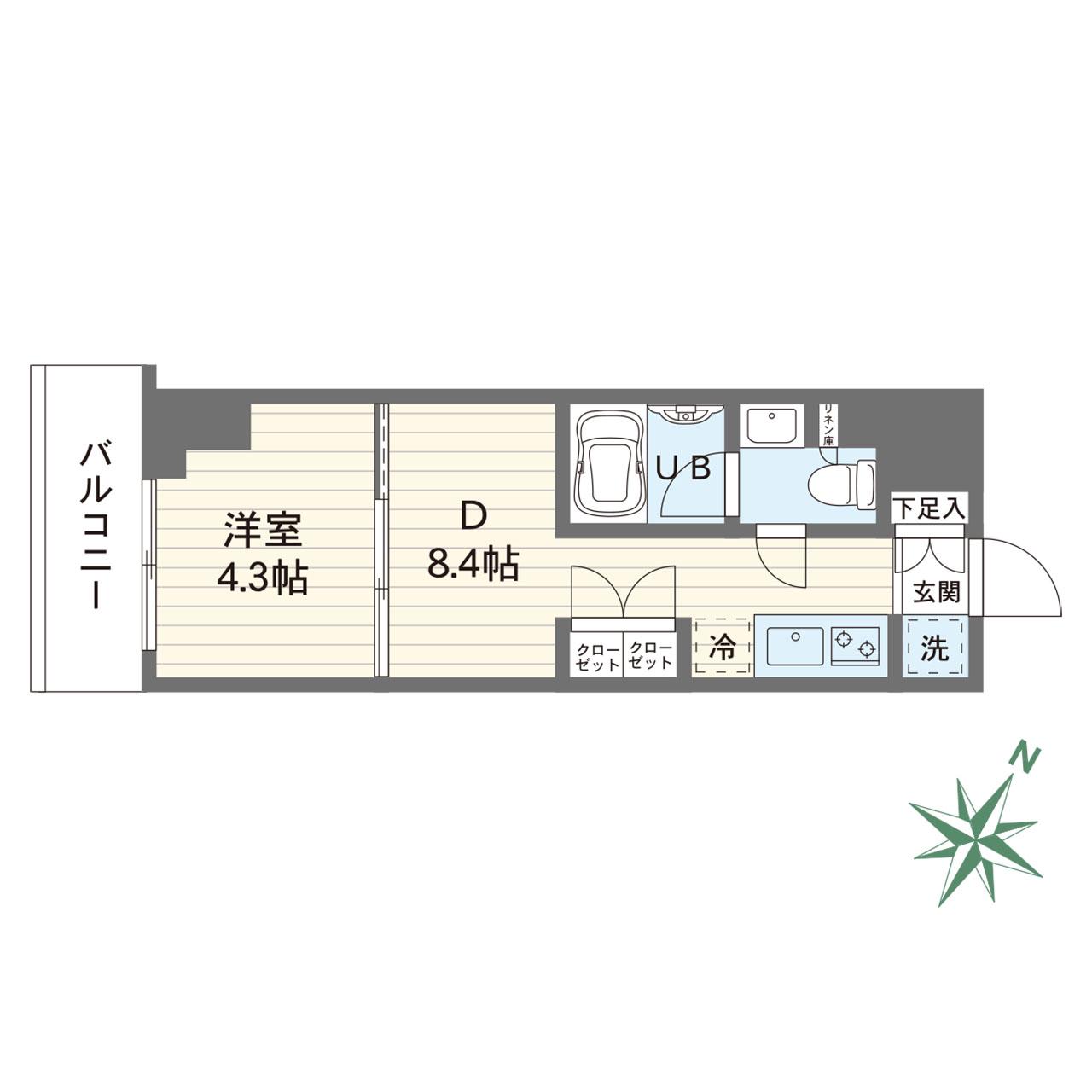 プライムネクサス大鳥居 BELL COURT(1DK/8階)の間取り写真