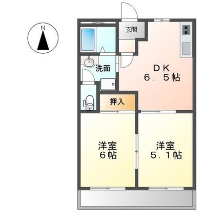 メゾンクレストール(2DK/1階)の間取り写真
