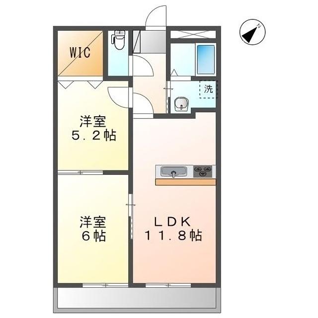 AVENIR BRILLER(2LDK/2階)の間取り写真