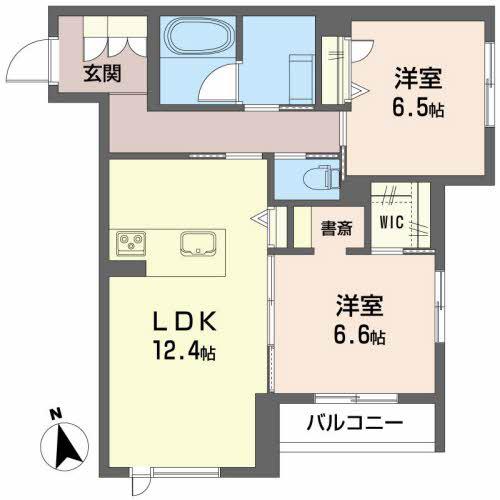 WAKURASU堰場(2LDK/2階)の間取り写真