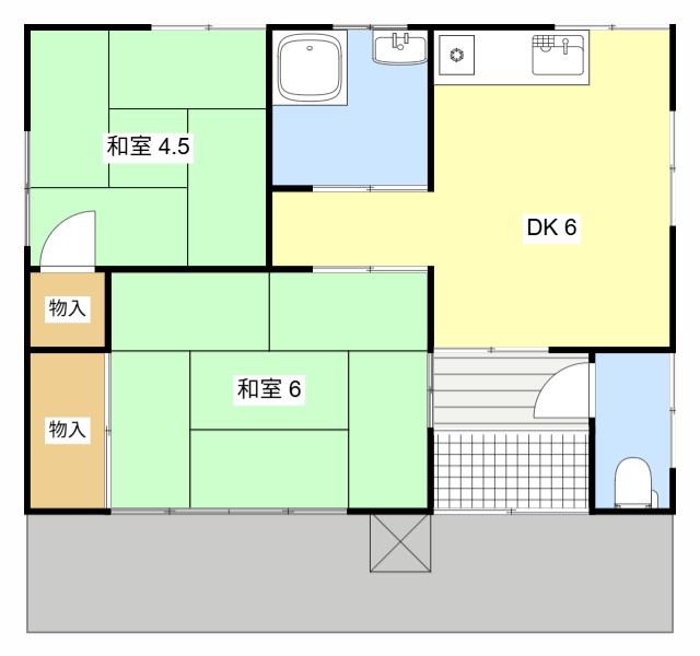 山崎ハイツ(2DK/1階)の間取り写真