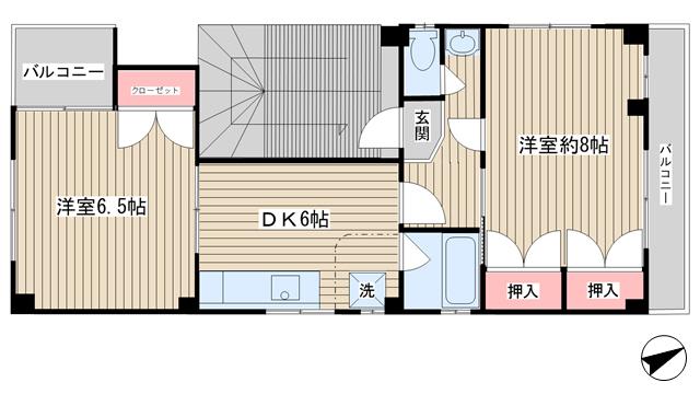 コアフール旗の台524(2DK/4階)の間取り写真