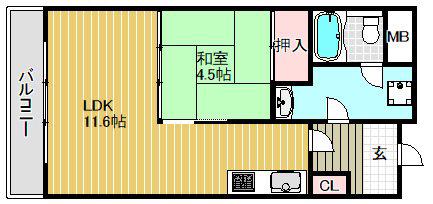 琵琶湖アーバンリゾートI番館(1LDK/5階)の間取り写真