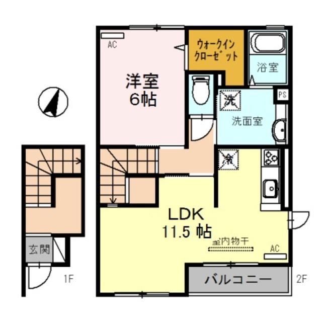 D-ROOM TOKI(1LDK/2階)の間取り写真
