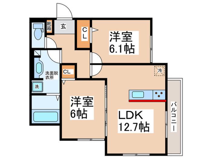 ハピネス三国ヶ丘(2LDK/3階)の間取り写真