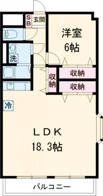 大島マンション1(1LDK/3階)の間取り写真